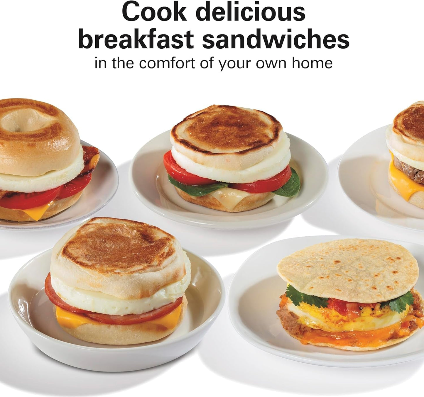 Dual Breakfast Sandwich Maker with Timer, Silver (25490A)